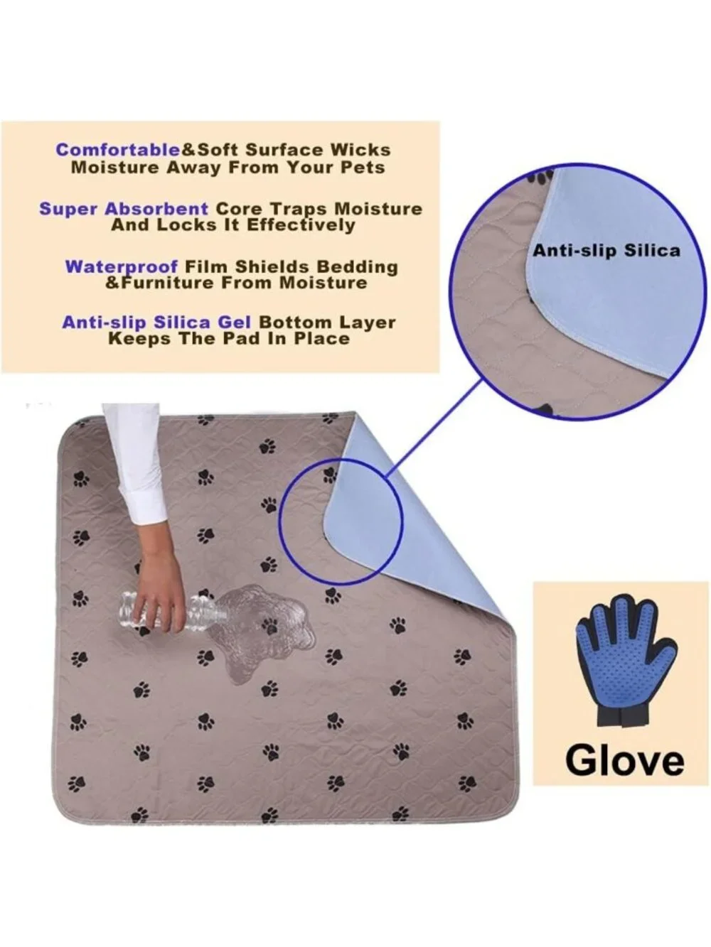 Reusable Waterproof Puppy Pads - Super Absorbent Large Dog Pee Mat, Washable